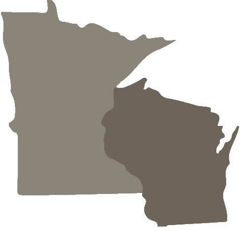 Vector shapes of Minnesota neighboring Wisconsin